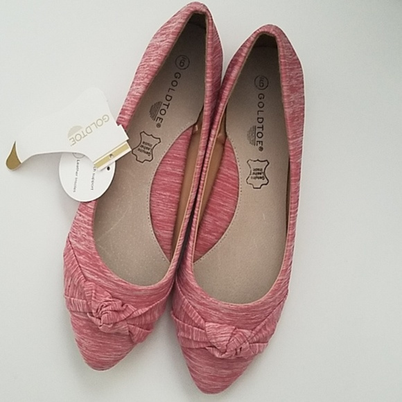 Gold Toe Pink Flat Shoes - Picture 2 of 4